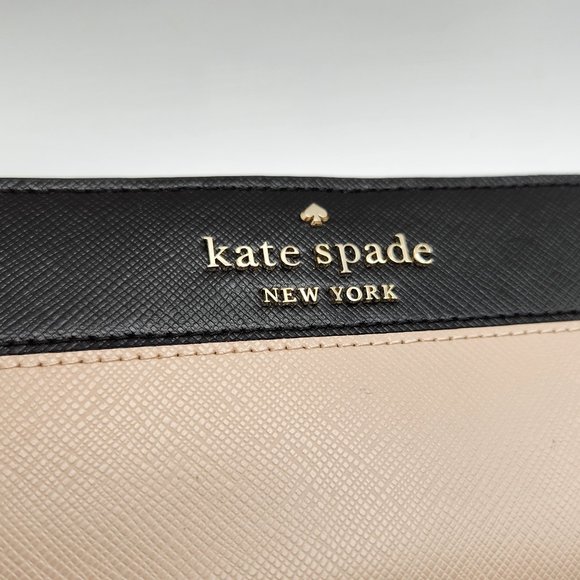 Kate Spade Slim Billfold Wallet - Saffiano Leather - Beige and Black - NWT - Picture 3 of 5